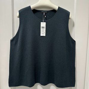 EILEEN FISHER Sleeveless Merino Vest Tank FOREST NIGHT XL
